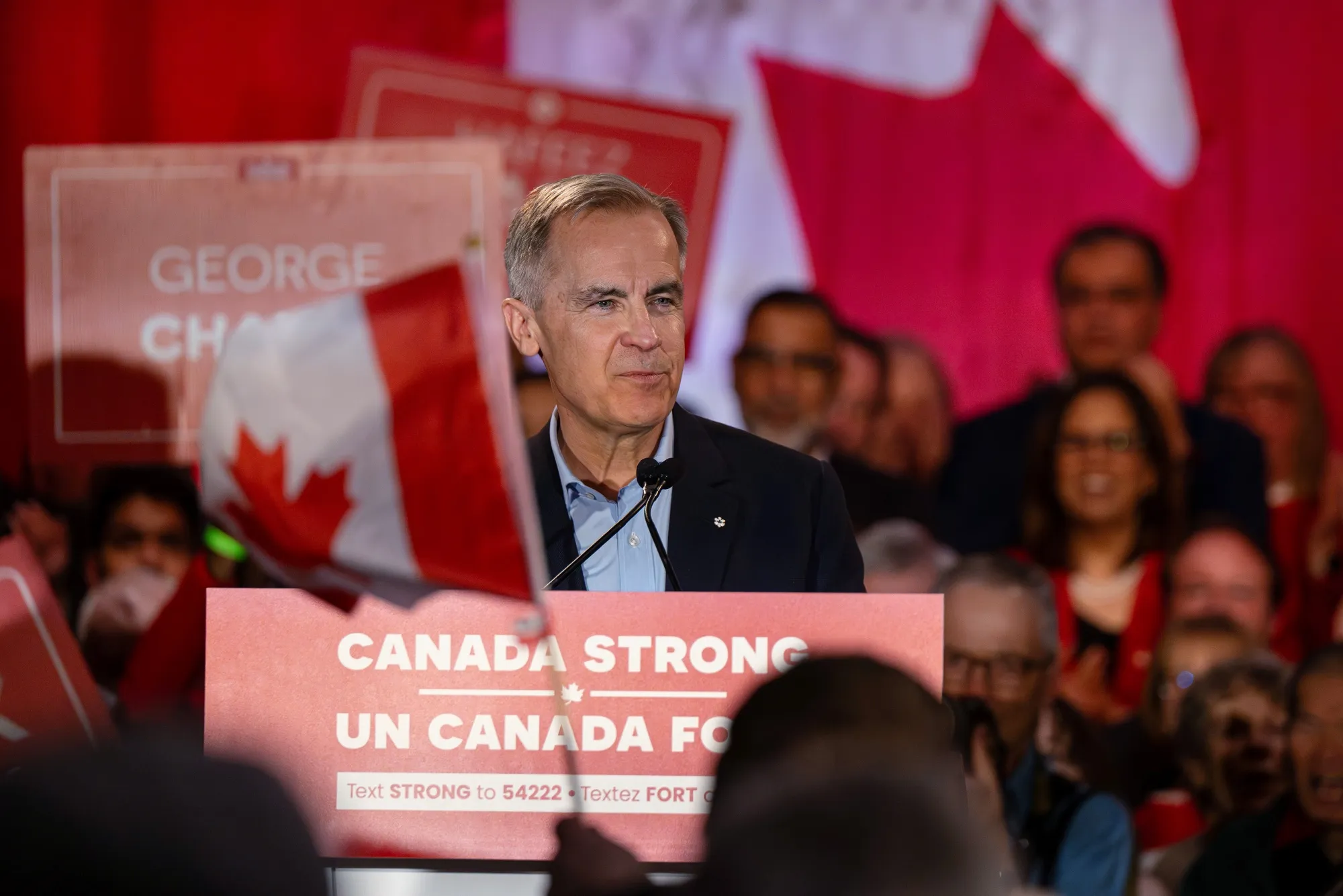 Mark Carney, Canada's prime minister, speaks during a campaign rally.