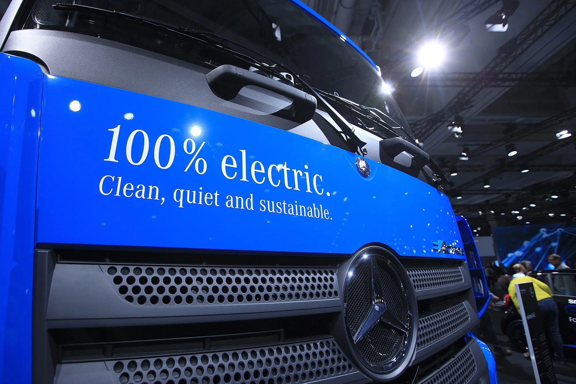 A Mercedes-Benz eActros electric cargo truck