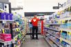 An employee stocks shelves in a CVS pharmacy in Miami.