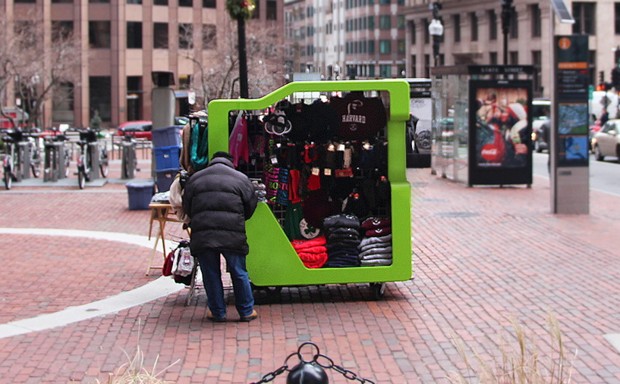 The Modular Urban Vending Cart, with rearrangeable storage components and a perky frame, is part of Downtown Boston's push for a cohesive brand.