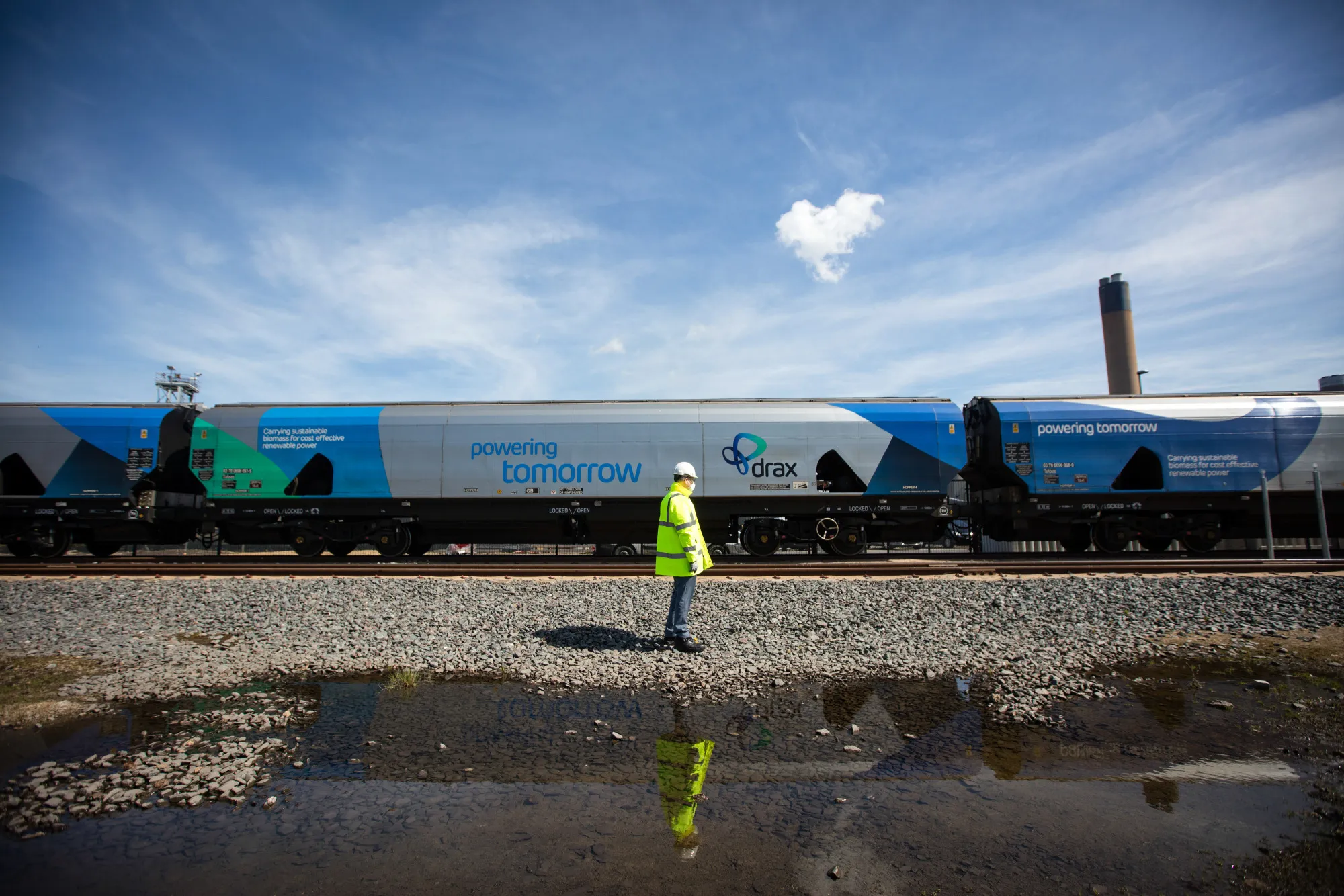 Pellets used to produce biomass fuel are delivered to the Drax power station near Selby, UK.