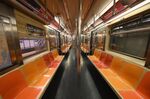 An empty subway car in New York City on March 23.