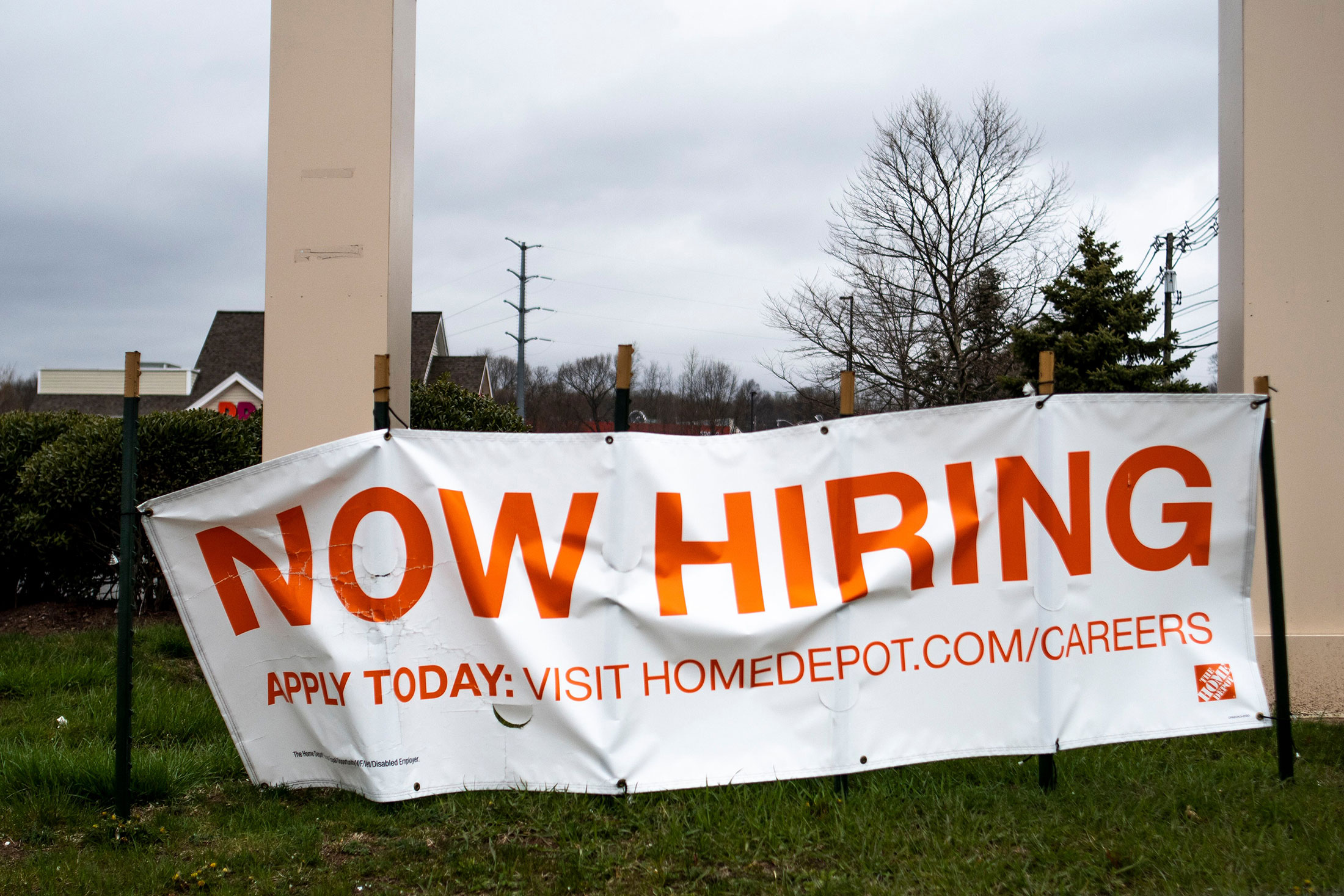 Home Depot in Wallingford put out a sign in December to lure new hires.