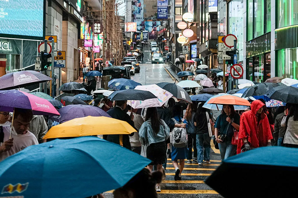 Rain during rush hour in Hong Kong, April 24.