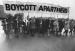 Anti-apartheid marchers in December, 1969.