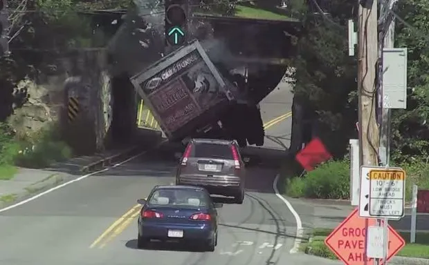 The Low-Clearance East Street Bridge in Massachusetts Destroys