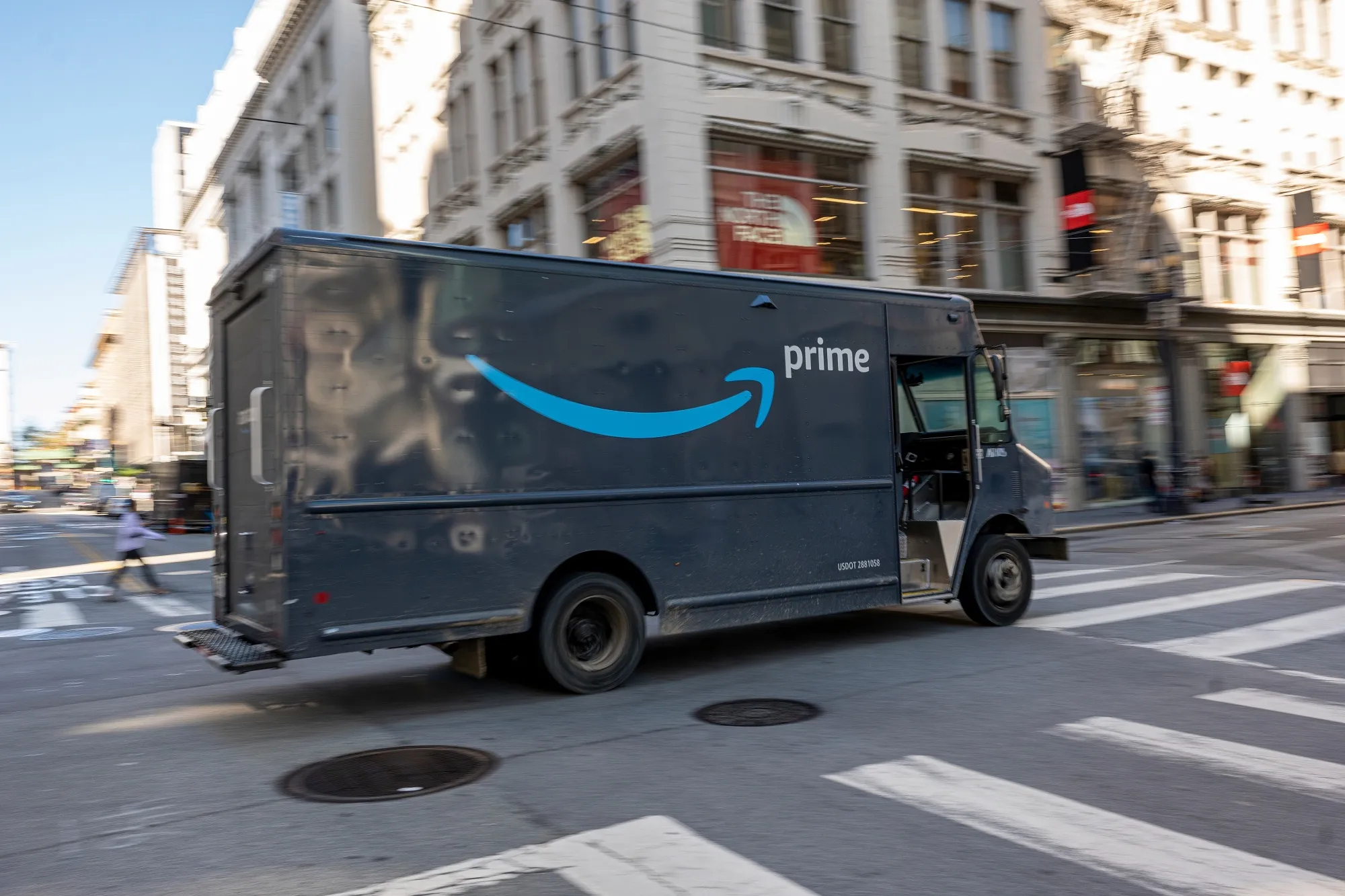 An Amazon delivery truck.