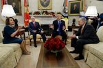 President Donald Trump and Vice President Mike Pence meet with Senate Minority Leader Chuck Schumer, D-N.Y., and House Minority Leader Nancy Pelosi, D-Calif.