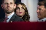 Hope Hicks, senior adviser to President Donald Trump, attends event at Mount Rushmore National Memorial in Keystone, South Dakota, U.S., on Friday, July 3, 2020. The early Independence Day celebration, which will feature a military flyover and the first fireworks in more than a decade, is expected to include about 7,500 ticketed guests who won't be required to wear masks or socially distance despite a spike in U.S. coronavirus cases.