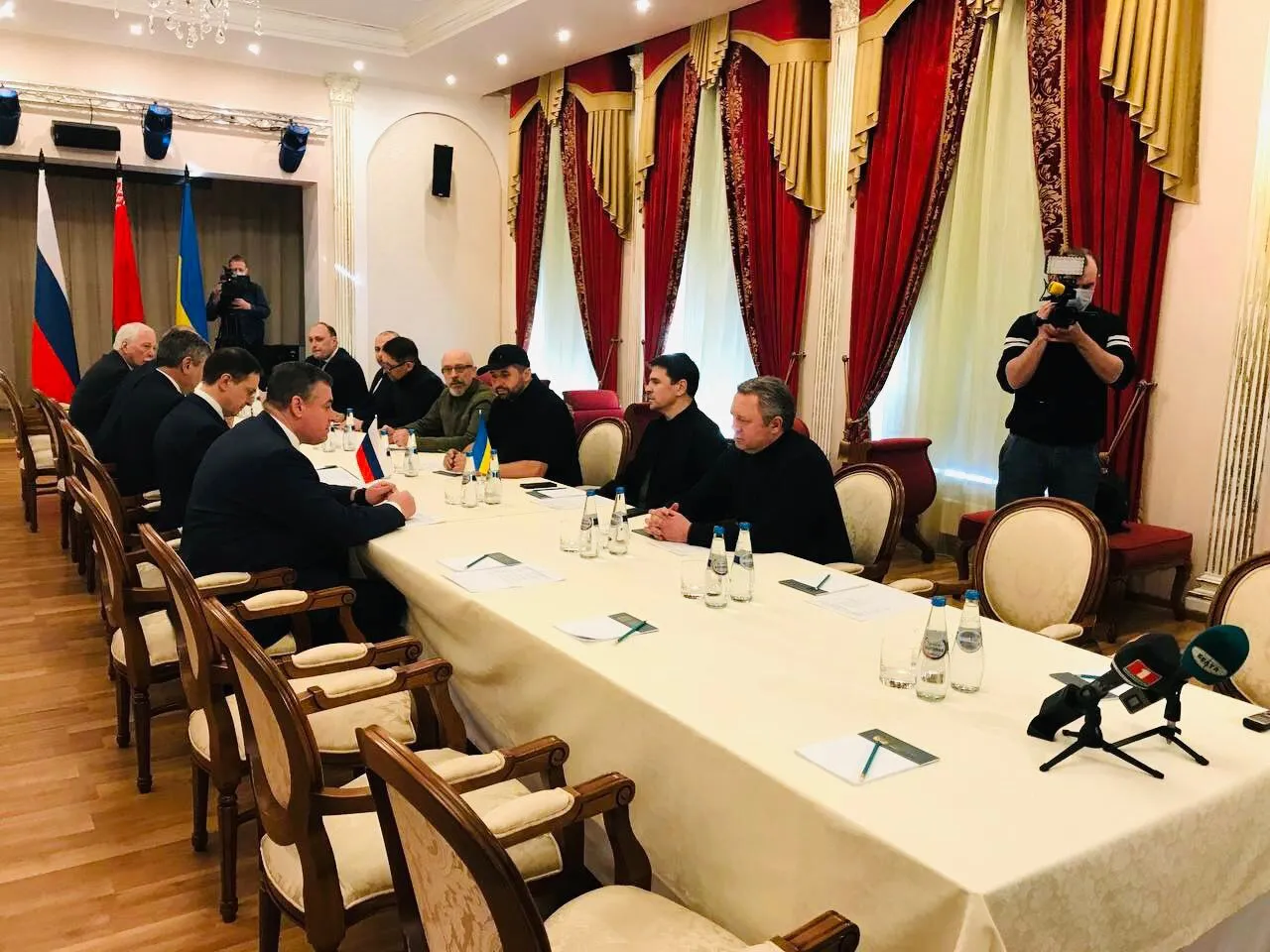 Russian and Ukrainian officials gathered for peace&nbsp;talks in Belarus&nbsp;on Feb. 28.