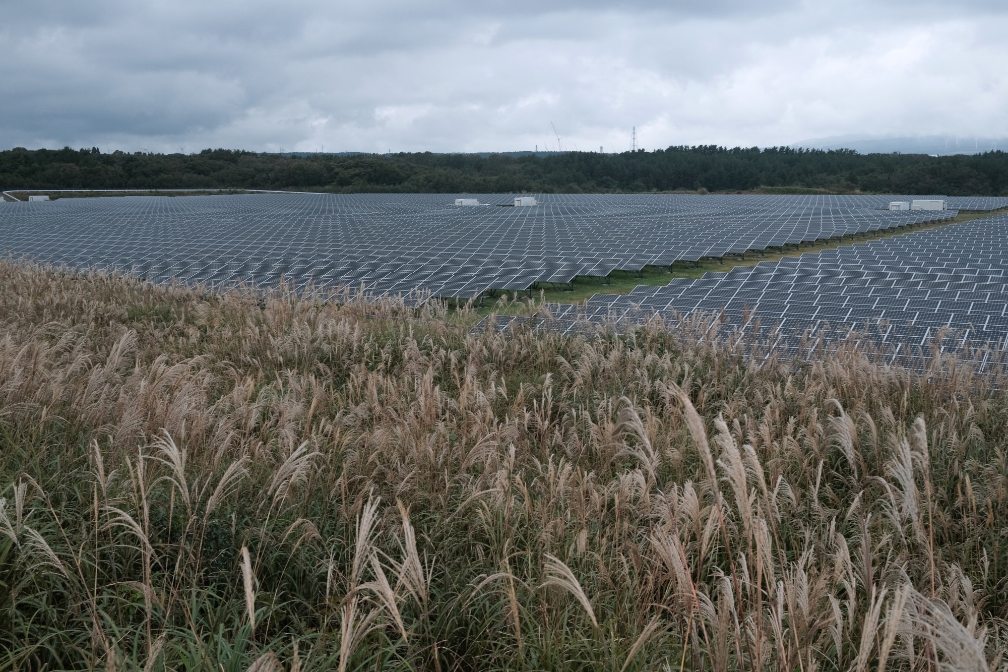 Photovoltaic panels at Eurus Rokkasho Solar Park in Rokkasho Village, Aomori Prefecture, Japan&nbsp;in October 2021.