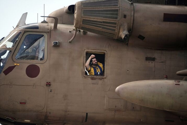 A freed Israeli hostage lands at the Sheba Medical Center in Ramat Gan, Israel.