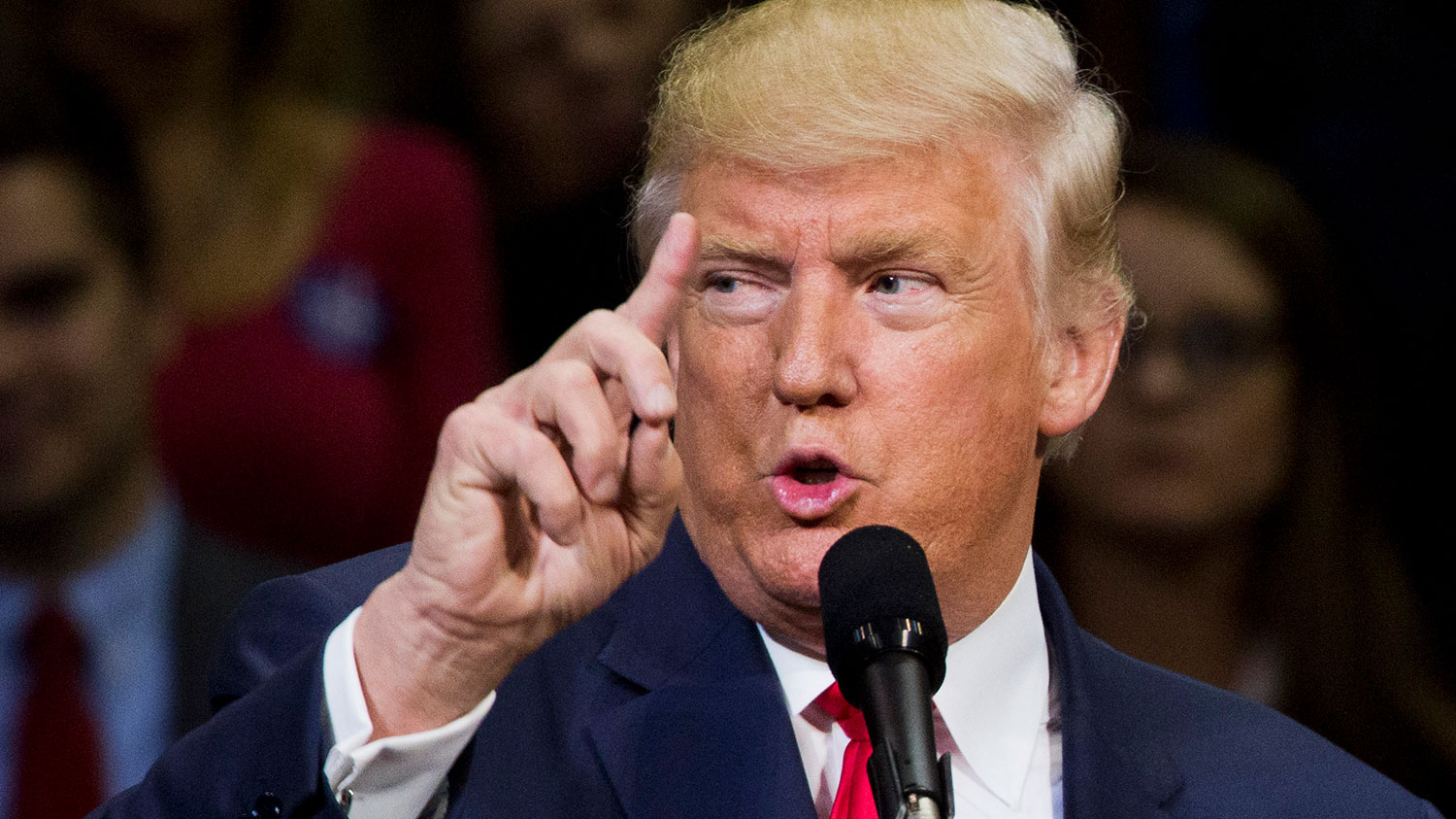 Republican presidential nominee Donald Trump speaks in Wilkes-Barre, Pennsylvania, on Oct. 10, 2016.
