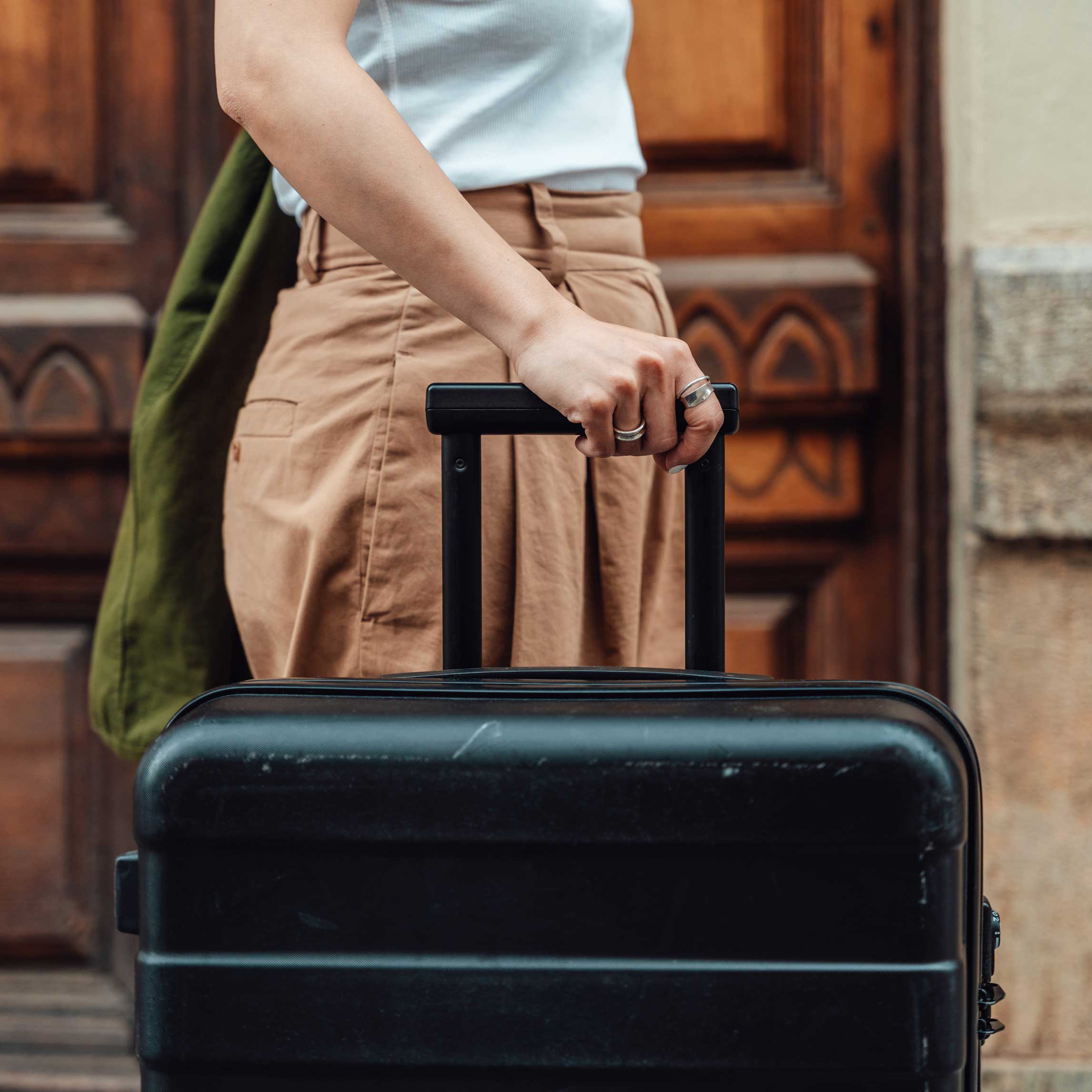 closeup of luggage bag