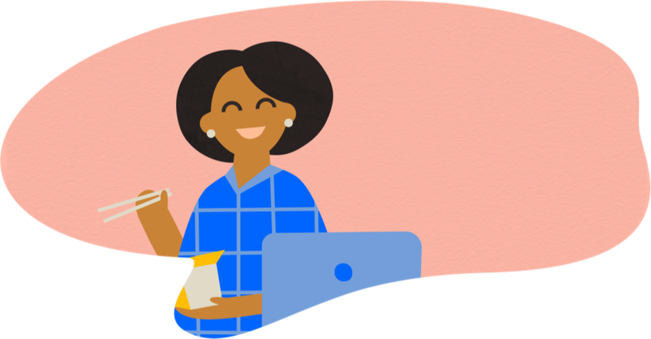 Woman working while eating